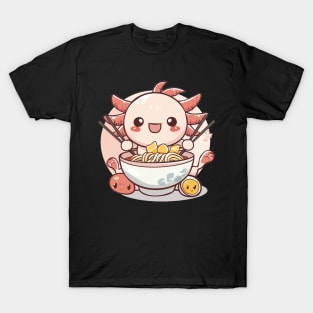 Cute axolotl eating ramen T-Shirt